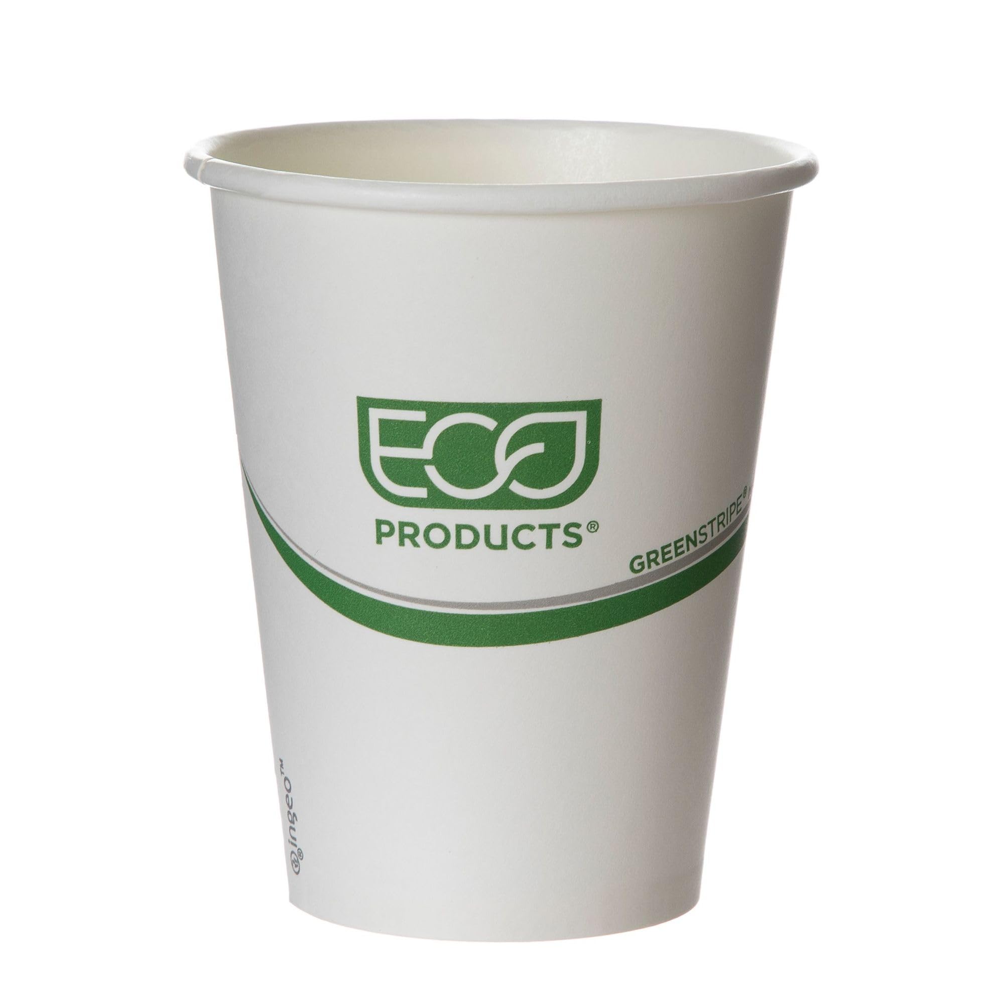 ECO PRODUCTS Compostable 12oz Coffee Cups - 1000 Count Case, White Single Wall Hot Paper Cups with Plant-Based PLA Lining | Biodegradable & Eco-Friendly Disposable Cups for Coffee Shops, Offices, and Events