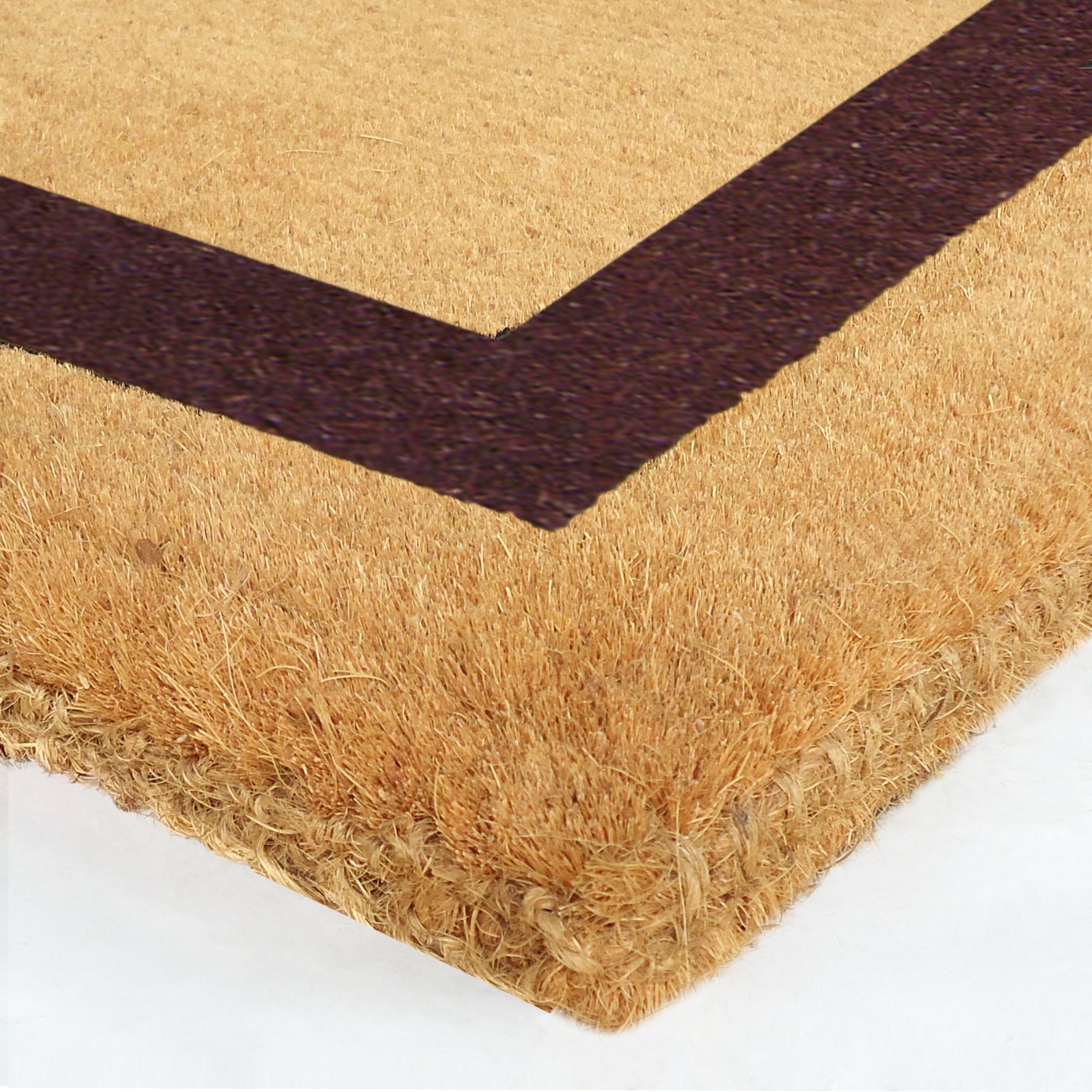 Personalized Monogram Coir Door Mat - Heavy Duty Natural Coco Fiber Welcome Mat with Single Picture Frame Design | Durable Handcrafted Outdoor Rug | Eco-Friendly Brown 24
