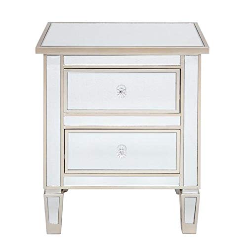 Modern Silver Rose Nightstand with 2 Drawers - Contemporary Mirrored Bedside Table for Bedroom, Living Room & Office - Anchor Recommendation
