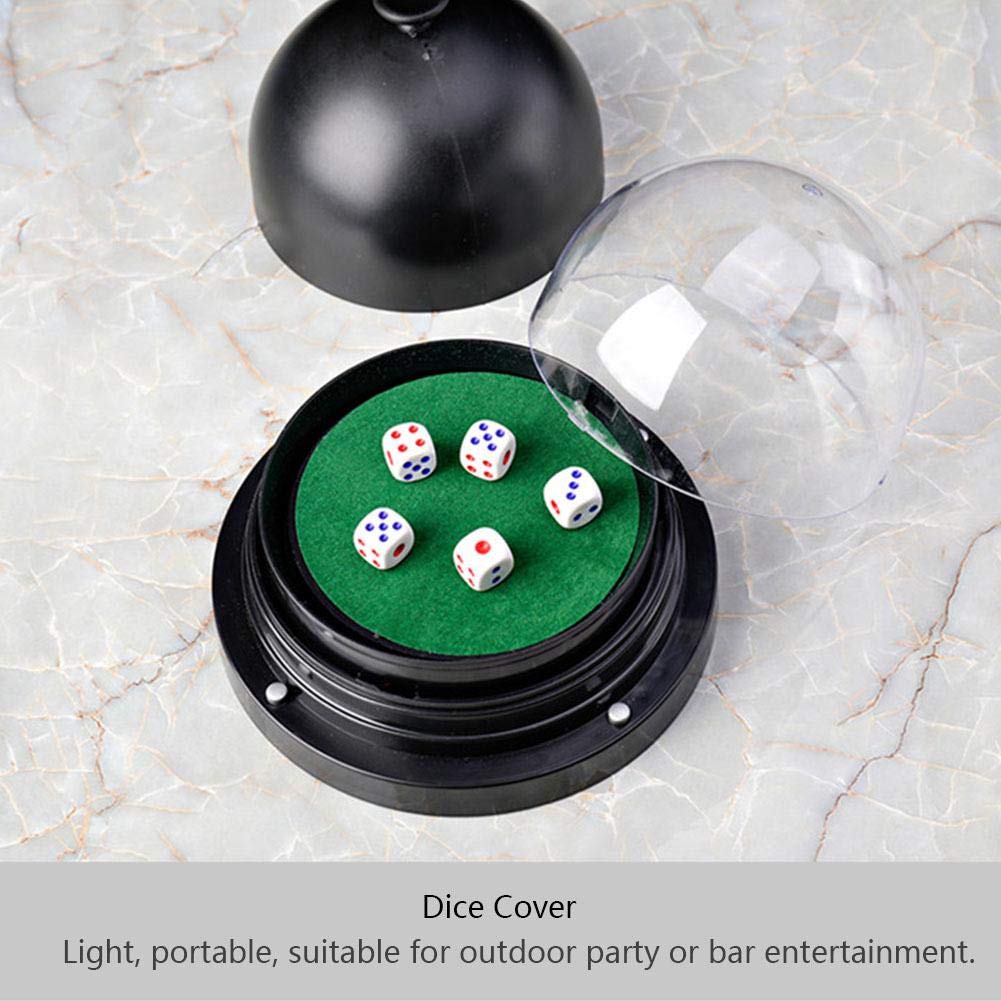 BNineteenteam Automatic Dice Roller - Transparent Plastic Dice Cup with 5 Dice Set for Board Games, Poker, D&D, Pub & Bar Entertainment - Anti-Cheat Design for Fair Play