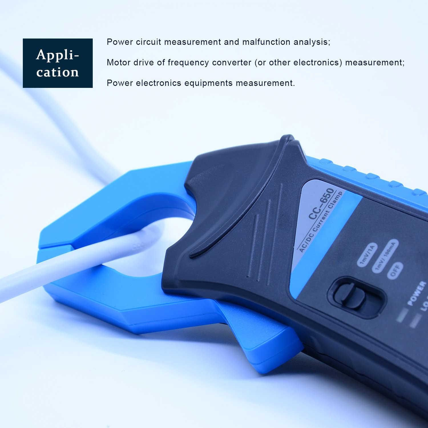 AC/DC Current Clamp Meter for Oscilloscope - 40KHz Bandwidth, 1mV/10mA Sensitivity, 650A Capacity with BNC Plug (CC-650) - Perfect for Electrical Testing, Automotive Diagnostics & Industrial Maintenance