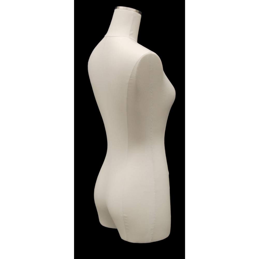 Professional White Linen Dress Form Mannequin - Adjustable 3/4 Torso with Thighs for Women, Pinnable Sewing Dummy with Sturdy Rolling Cast-Iron Base (Model #F1WL-WB02T) - Perfect for Fashion Design, Tailoring, and Boutique Display