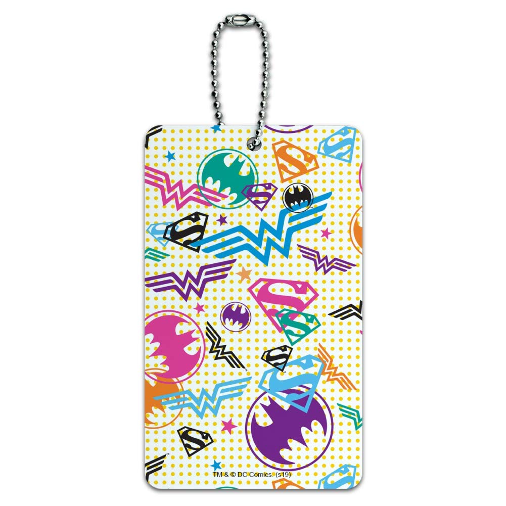 Justice League Superheroes Colorful Logo Luggage Tag - Durable Carry-On Suitcase ID Tag for Travel, Business Trips & Vacation (Batman, Superman, Wonder Woman)