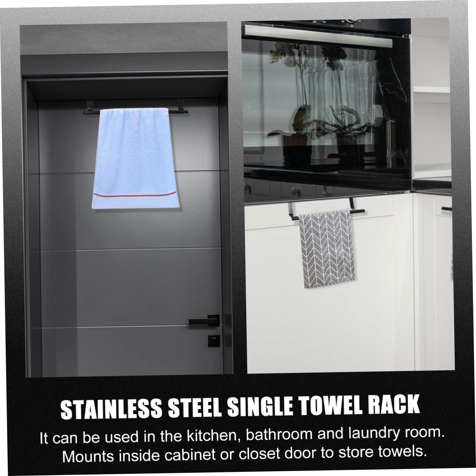 Stainless Steel Door Towel Rack - 2 Pack Heavy Duty Bathroom & Kitchen Towel Holder Hanger for Hand, Dish, Tea Towels - Space Saving Storage Solution for Small Spaces