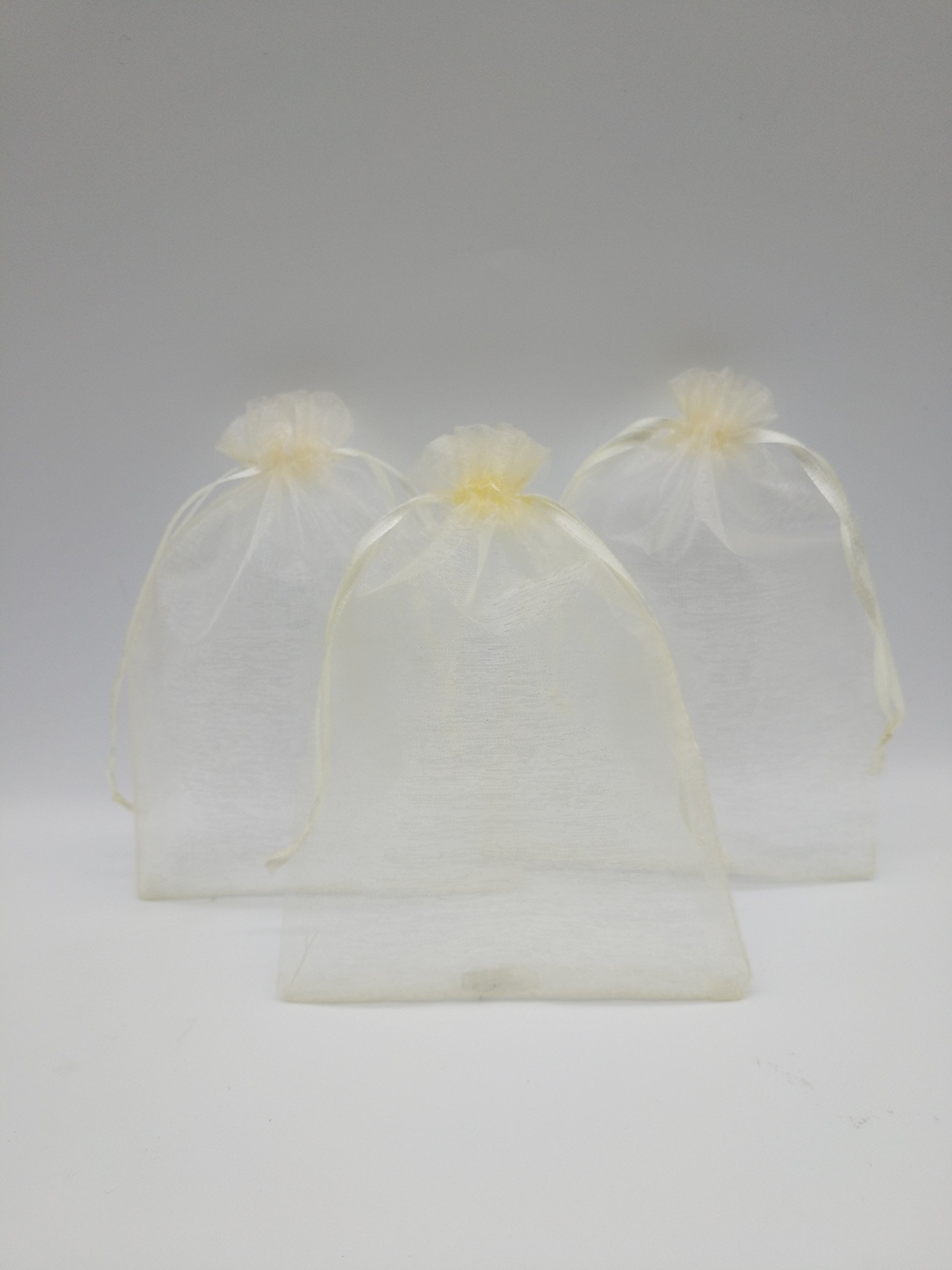 Ankirol 100pcs 5x7'' Sheer Organza Favor Bags for Wedding, Party Favors, Gift Bags, Samples & Display - Drawstring Pouches in Champagne - Perfect for Bridal Showers, Baby Showers & Special Events