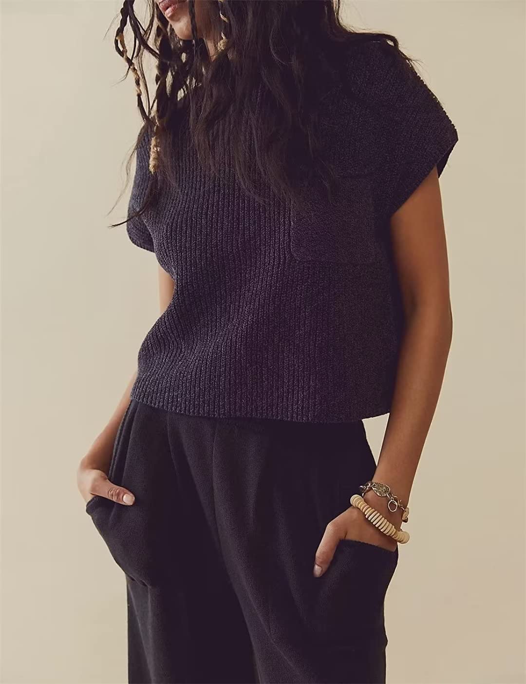 Women's Casual 2 Piece Outfit - Soft Knit Pullover Sweater & High Waisted Lounge Pants Set | Cozy Winter Tracksuit for Home, Travel & Everyday Wear