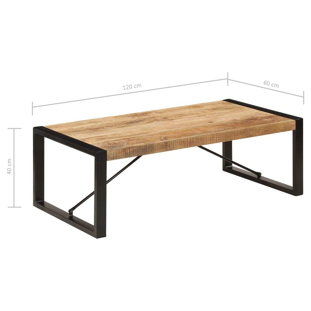vidaXL Industrial Coffee Table - Solid Mango Wood with Sturdy Steel Legs - Durable & Easy Assembly Living Room Side Table | Perfect for Modern Home Decor, Lounge Furniture & Coffee Shop Style
