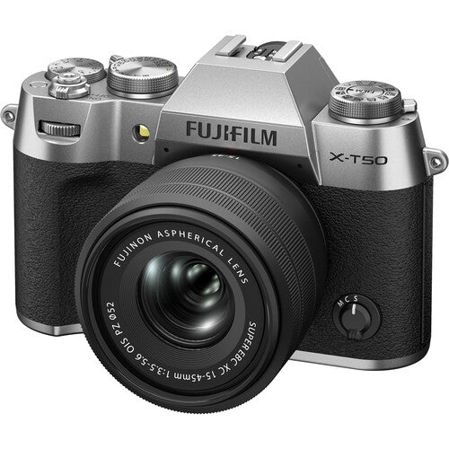 FUJIFILM X-T50 Mirrorless Digital Camera with XC15-45mmF3.5-5.6 OIS PZ Lens Kit in Silver - Perfect for Travel Photography, Vlogging & Street Shooting