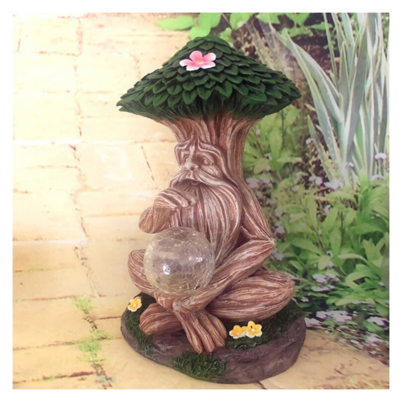 Solar-Powered Resin Garden Statues for Outdoor Lawn & Patio Decor - Sitting Single Ball Sculpture - Weather-Resistant Desk Art Ornament for Home & Garden Decoration | Perfect for Backyard, Porch, and Landscape Lighting