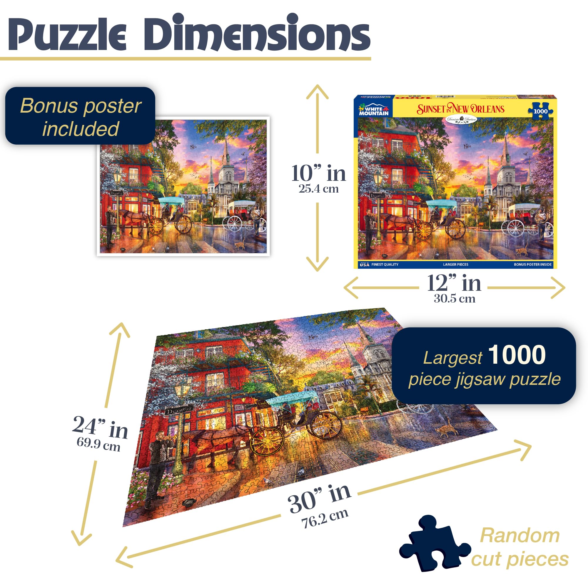 White Mountain - Sunset in New Orleans 1000 Piece Jigsaw Puzzle | New Orleans Landscape Puzzle | Sunset Cityscape Puzzle for Adults & Families | Perfect for Relaxation & Home Decor