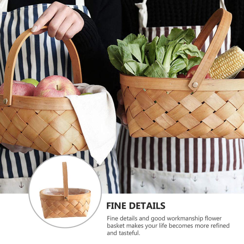Bestoyard Natural Rattan Wicker Easter Basket with Handles - Wooden Storage Organizer for Home Decor, Easter Egg Hunt, Fall Harvest, Picnic, Wedding, Gardening & Rustic Party Decorations