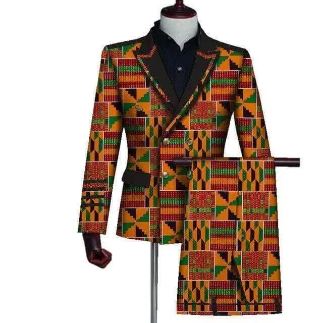 Stylish African Double Breasted Two Piece Suit for Men - Formal & Wedding Attire - Perfect for Special Occasions, Business Events and Cultural Celebrations