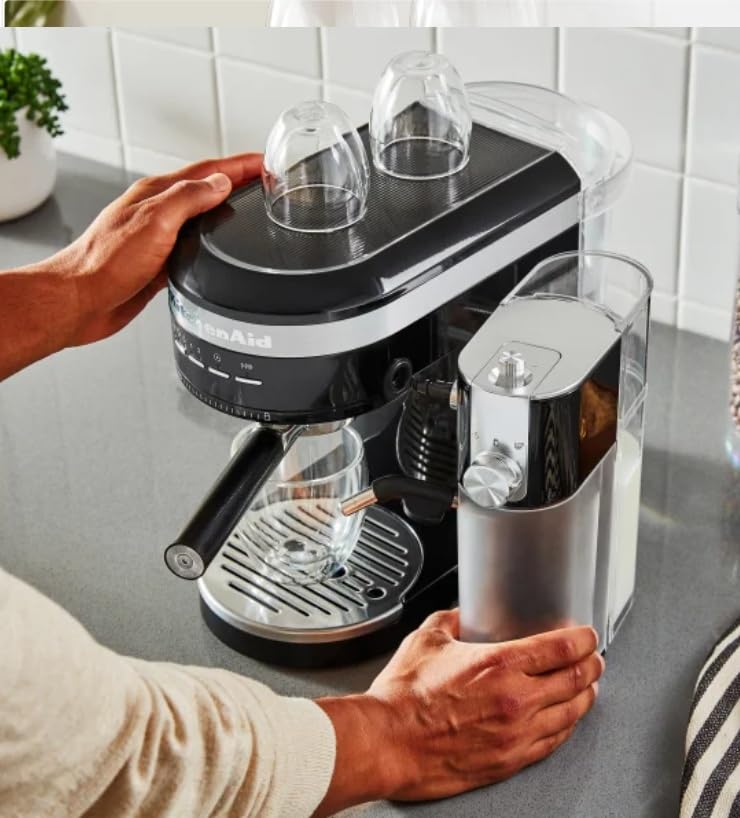 KitchenAid Stainless Steel Semi-Automatic Espresso Machine with Milk Frother - Barista Quality Home Coffee Maker for Latte, Cappuccino & Espresso Drinks | Perfect for Small Kitchens & Coffee Enthusiasts