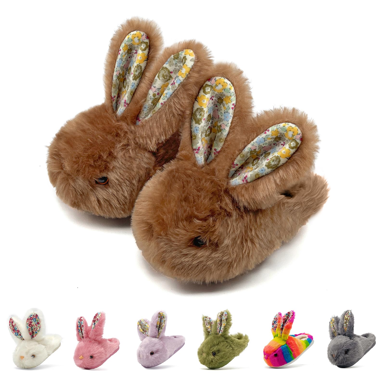 Soft Plush Bunny Slippers for Toddlers - Anti-Slip Indoor/Outdoor Winter Slippers for Girls & Boys | Cozy Kids House Shoes for Playtime & Bedtime