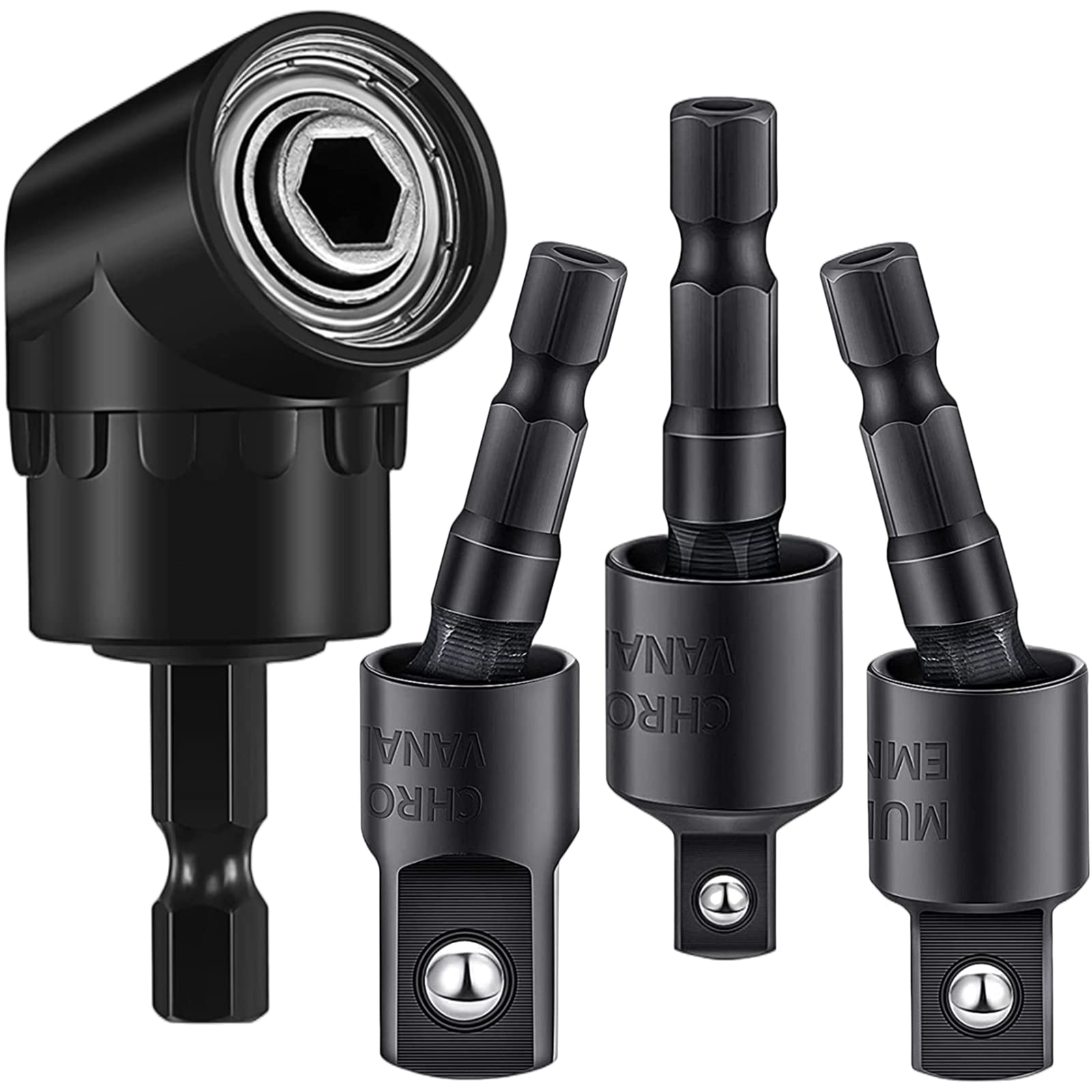 4-Piece Power Drill Socket Adapter Set - 1/4