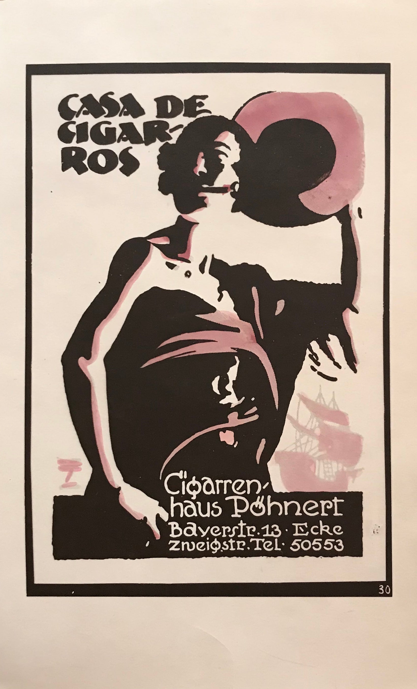 1926 Original German Art Deco Poster - Casa de Cigaros by Hohlwein | Vintage Tobacco Advertising Art | Perfect for Home Decor, Office & Art Collection