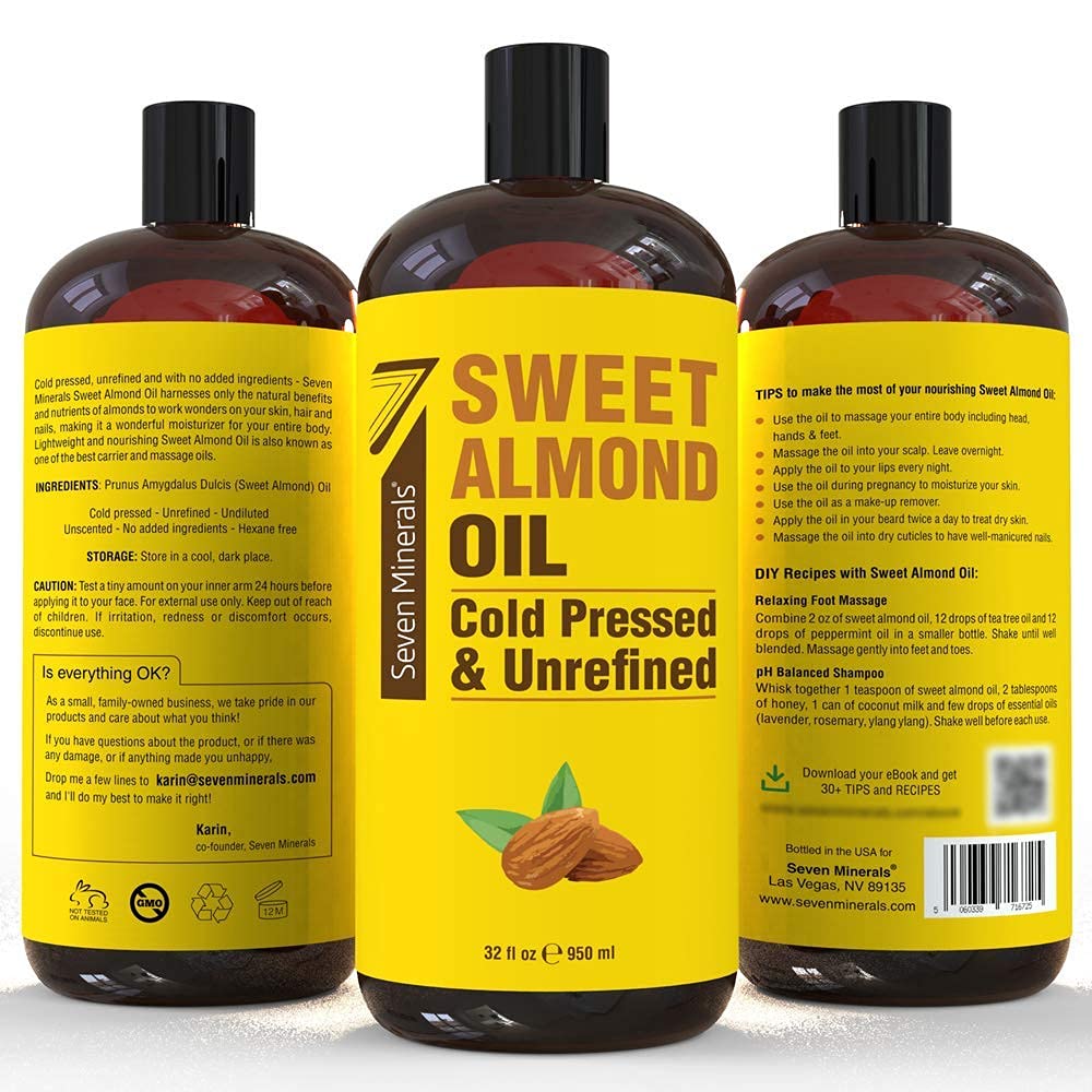 Pure Sweet Almond & Grapeseed Oil for Skin & Hair Care