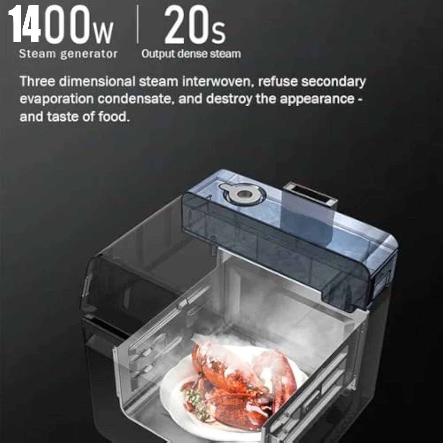 Upgraded TJean Smart Steam Oven - 15L Large Capacity Convection Air Fryer Oven with Visual Window, 25 Preset Menus for Baking, Drying & Fermenting | Self-Cleaning Steam Function | Perfect for Home Cooking, Meal Prep & Healthy Eating (White)