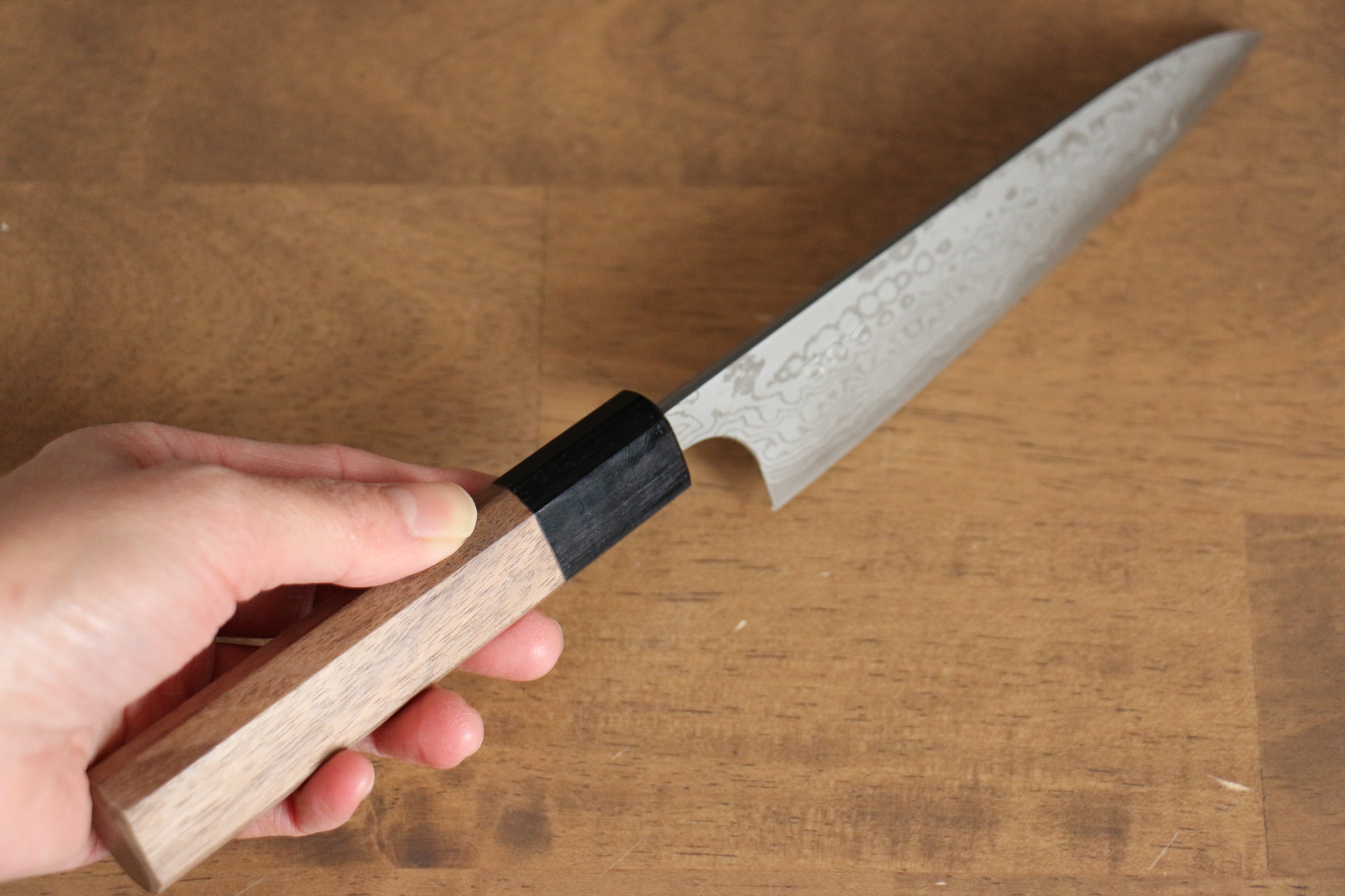 Nao Yamamoto VG10 Damascus Petty Utility Knife 135mm with Walnut Handle - Perfect for Slicing, Peeling & Precision Kitchen Tasks