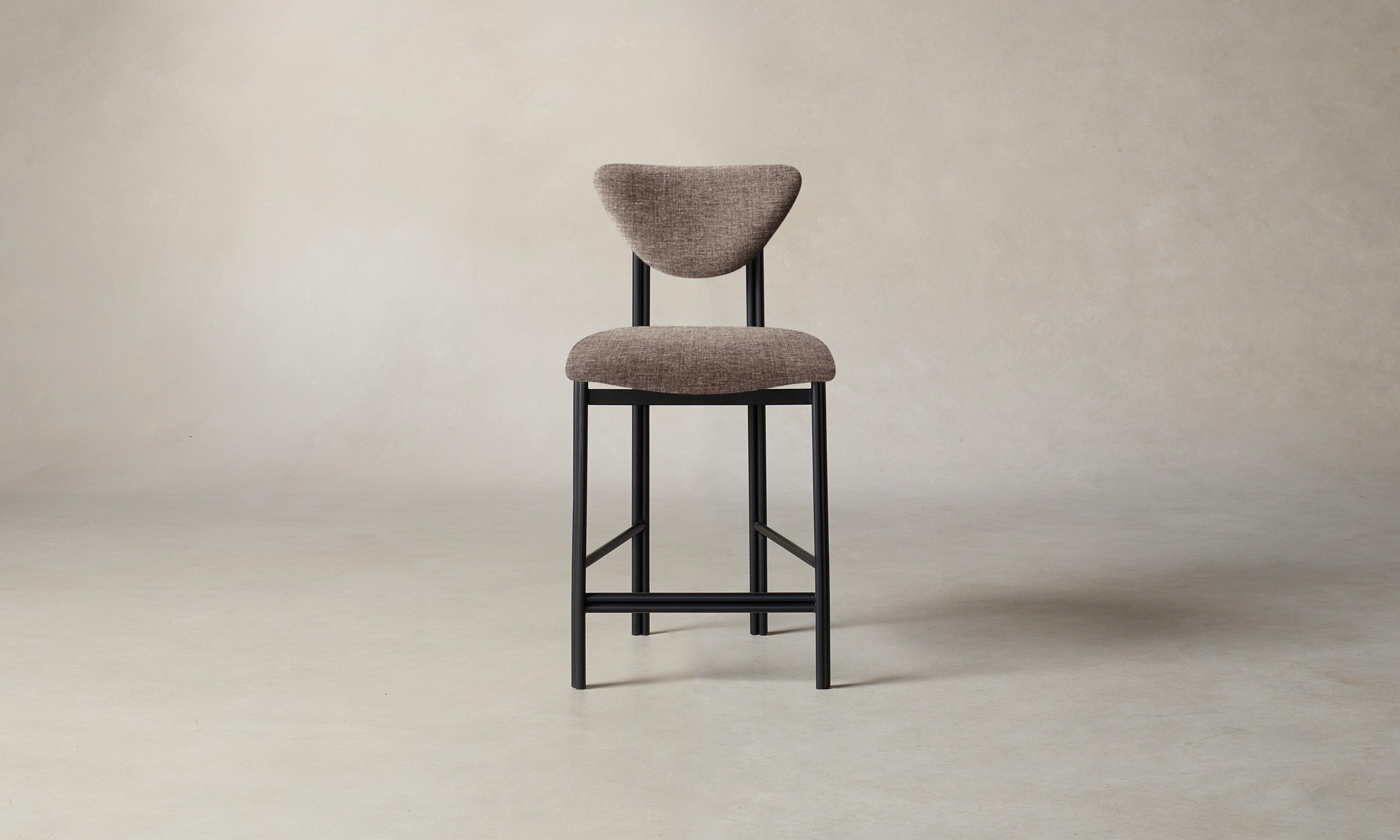 Heritage Belgian Linen Counter Stool - Modern Carob Brown Bar Stool for Kitchen Island & Breakfast Nook - Durable & Comfortable Dining Seat