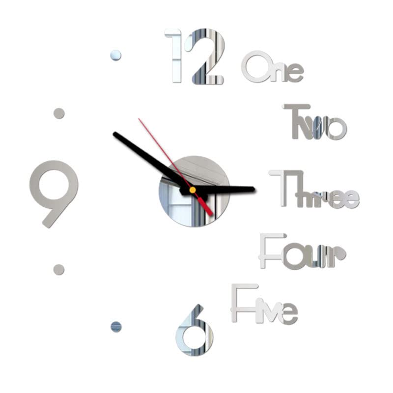 3D Acrylic Digital Wall Clock - DIY Frameless Silent Mirror Surface Roman Numerals Sticker Clock for Home & Office Decor | Modern Living Room, Bedroom, Workspace Decoration