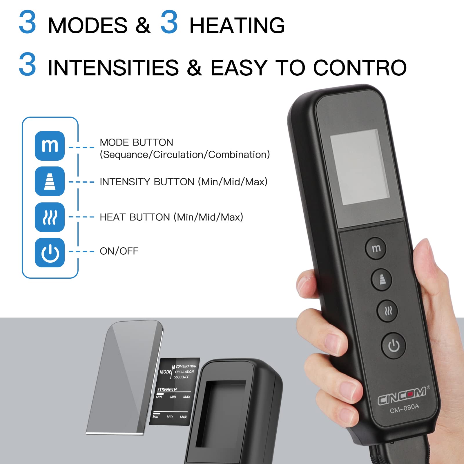 CINCOM Leg Massager with Heat & Air Compression - 3 Heat Levels, 3 Massage Modes & 3 Intensities for Improved Circulation - Perfect Father's Day & Mother's Day Gift for Relaxation, Recovery & Pain Relief