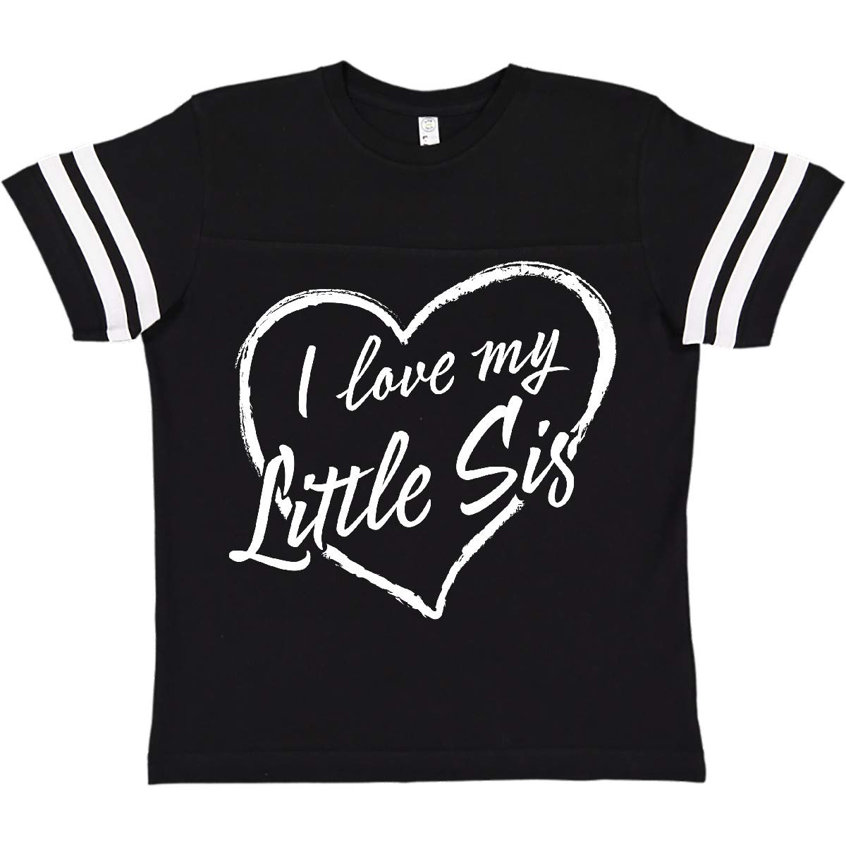Inktastic I Love My Little Sis White Chalk Heart Youth T-Shirt - Cute Sibling Gift for Sisters, Best for Birthdays & Family Events