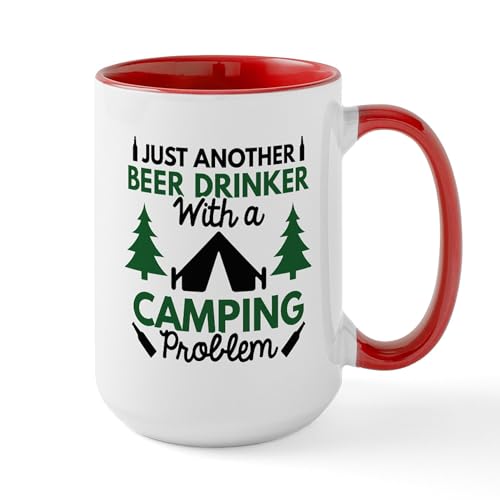White/Red Inside - Beer Drinker Camping Large Mug