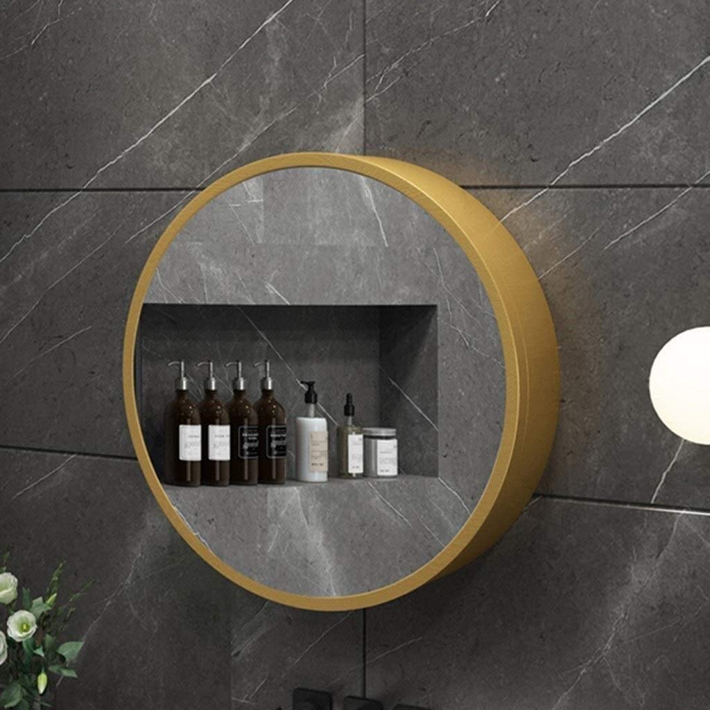 JUCK Gold Round Wall Mounted Bathroom Mirror Medicine Cabinet - 19.7 Inch Single Door Storage for Bathroom & Kitchen Organization - Perfect for Small Spaces, Vanities & Modern Home Decor