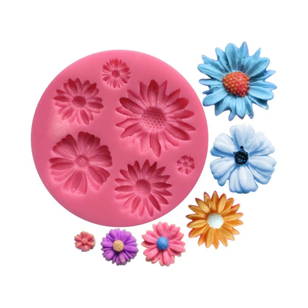 Premium Sunflower Silicone Molds for Baking - 6 Cavity Fondant, Chocolate, Cookie & Biscuit Molds - DIY Wedding, Baby Shower & Cupcake Decorations - Perfect for Cake Decorating, Candy Making & Home Baking Projects