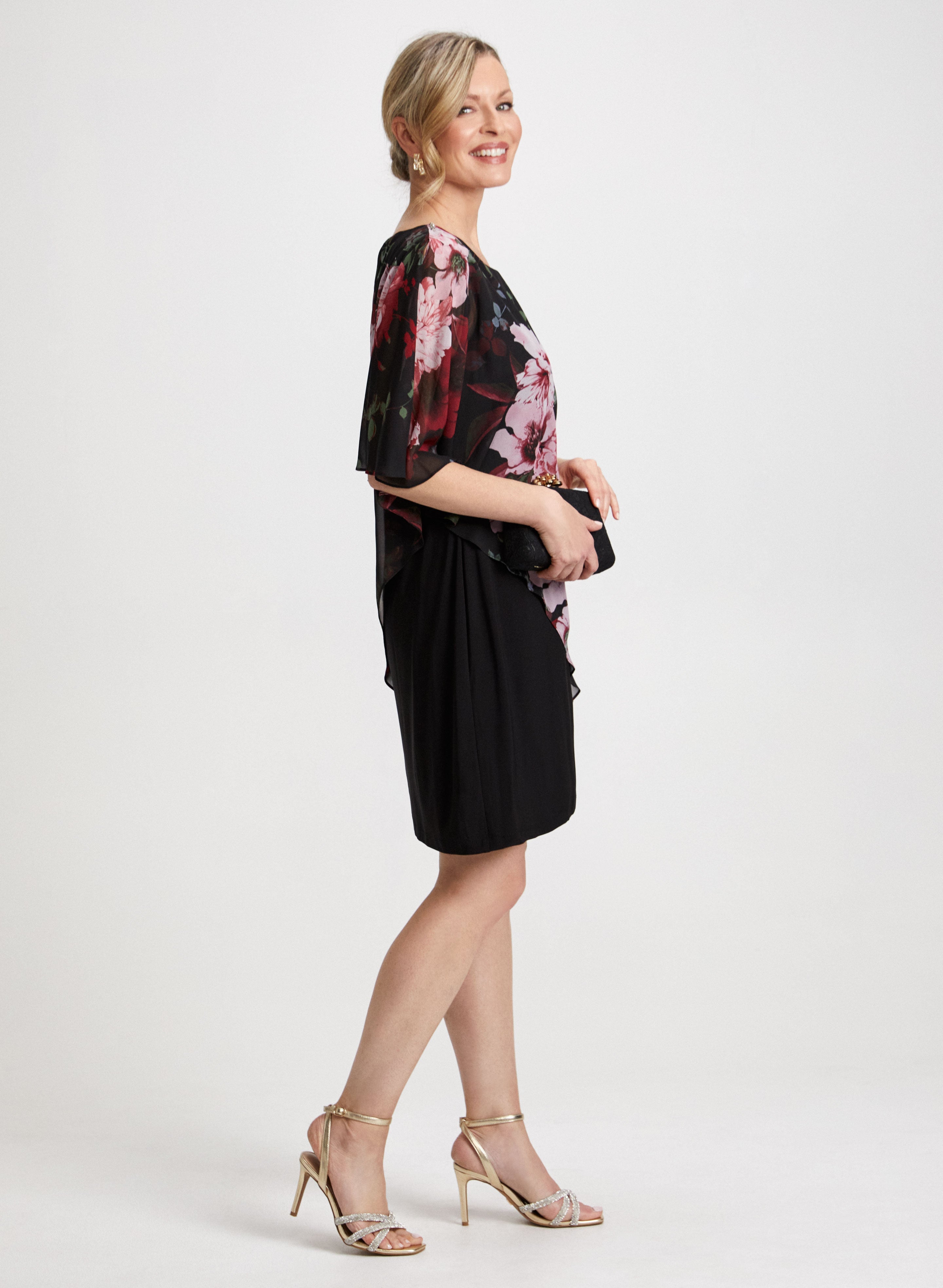 Floral Print Poncho Dress for Women - Boho Chic Beach Cover Up, Summer Vacation Outfit, Casual Dress for Travel & Outdoor Activities