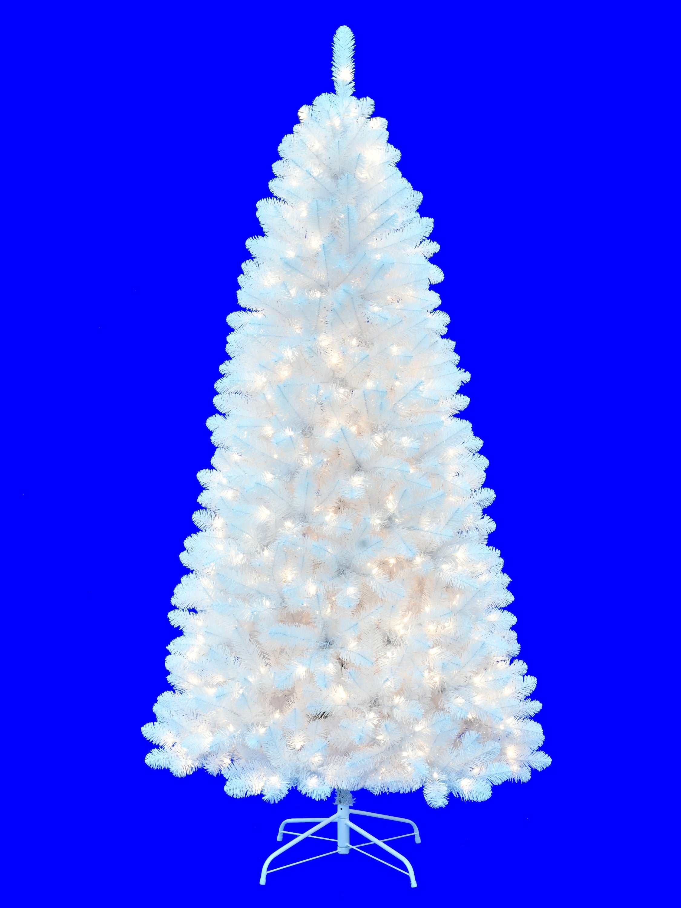 7.5' White Snow Devon Fir Pre-Lit Artificial Christmas Tree - Perfect for Holiday Decor, Living Room, and Festive Home Decorations