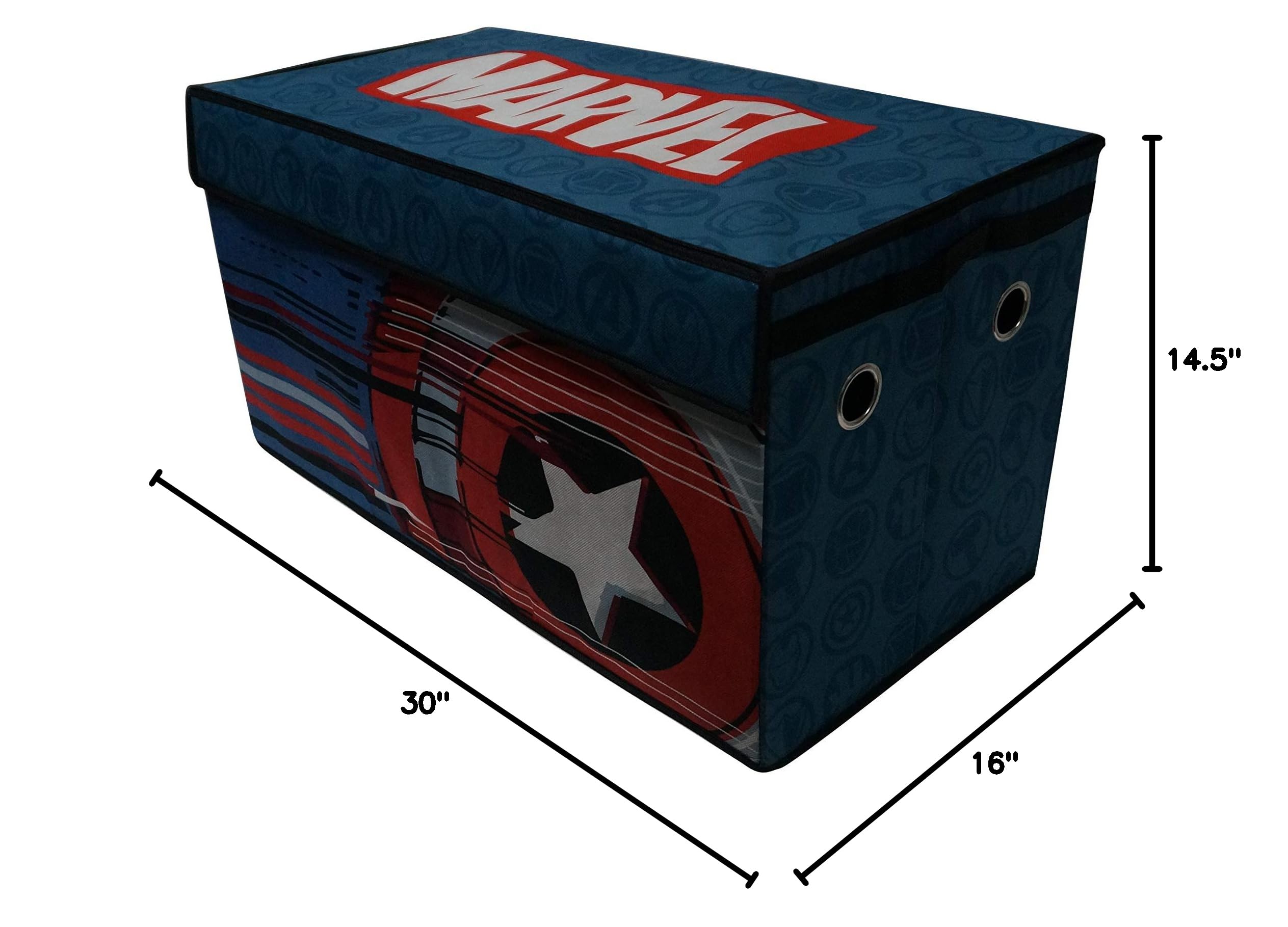 Marvel Avengers Collapsible Kids Toy Storage Box with Lid - Durable & Space-Saving Organizer for Playroom, Bedroom, or Nursery | Official Licensed Avengers Toys Storage Solution
