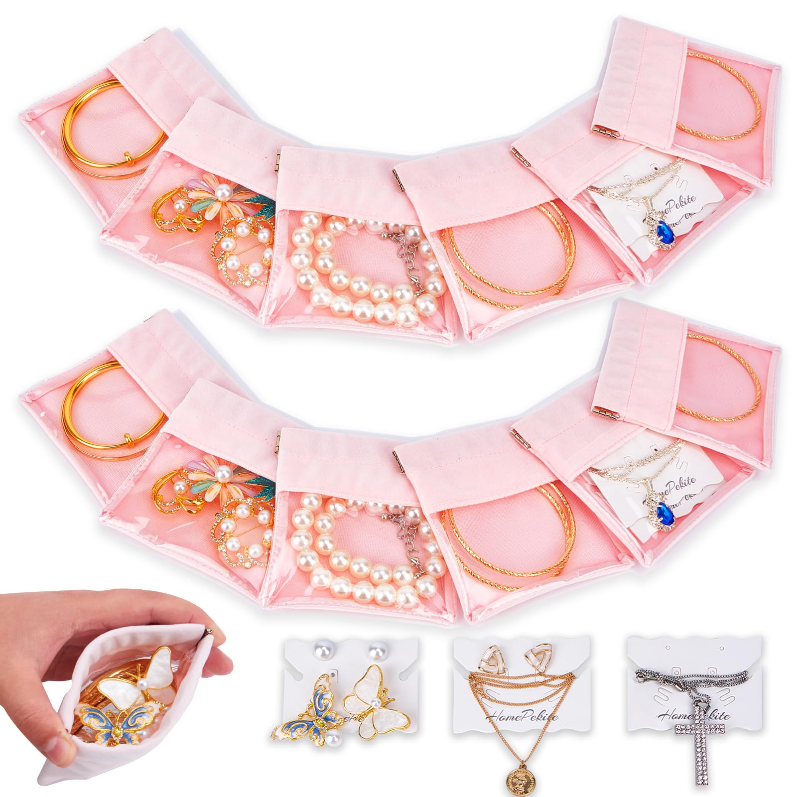 12 Pcs Travel Jewelry Organizer Set - Tangle-Free Clear Velvet Pouch for Necklaces, Rings & Jewelry Storage | Portable Jewelry Case for Women | Perfect Christmas Gift for Her | Great for Travel, Home Organization & Gifting