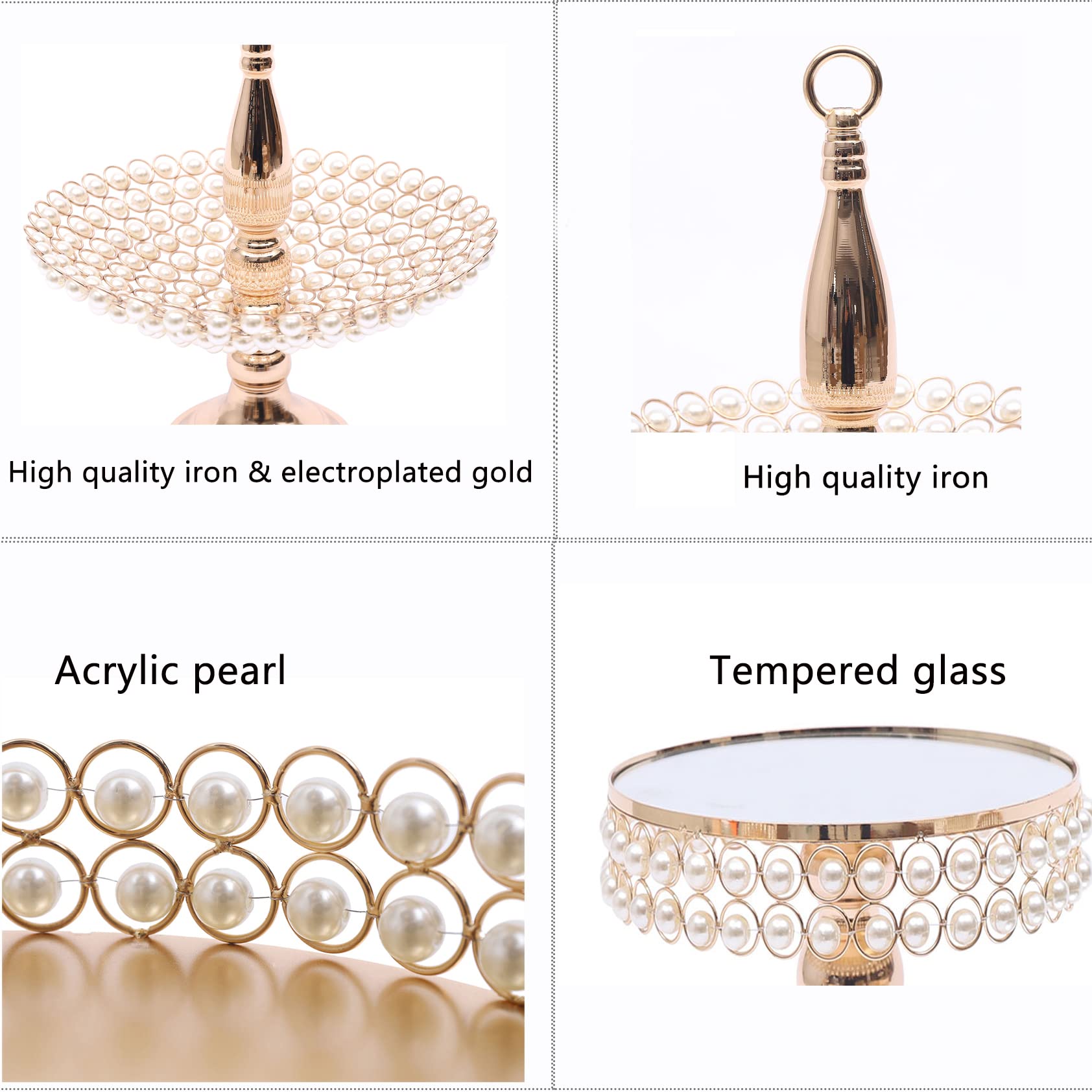 Premium Metal Cake Stand Set - Elegant Cupcake Holder & Dessert Display Tray with Crystal Accents for Weddings, Birthdays, Baby Showers | 8-Piece Party Serving Platter for Home Decor & Celebration Events