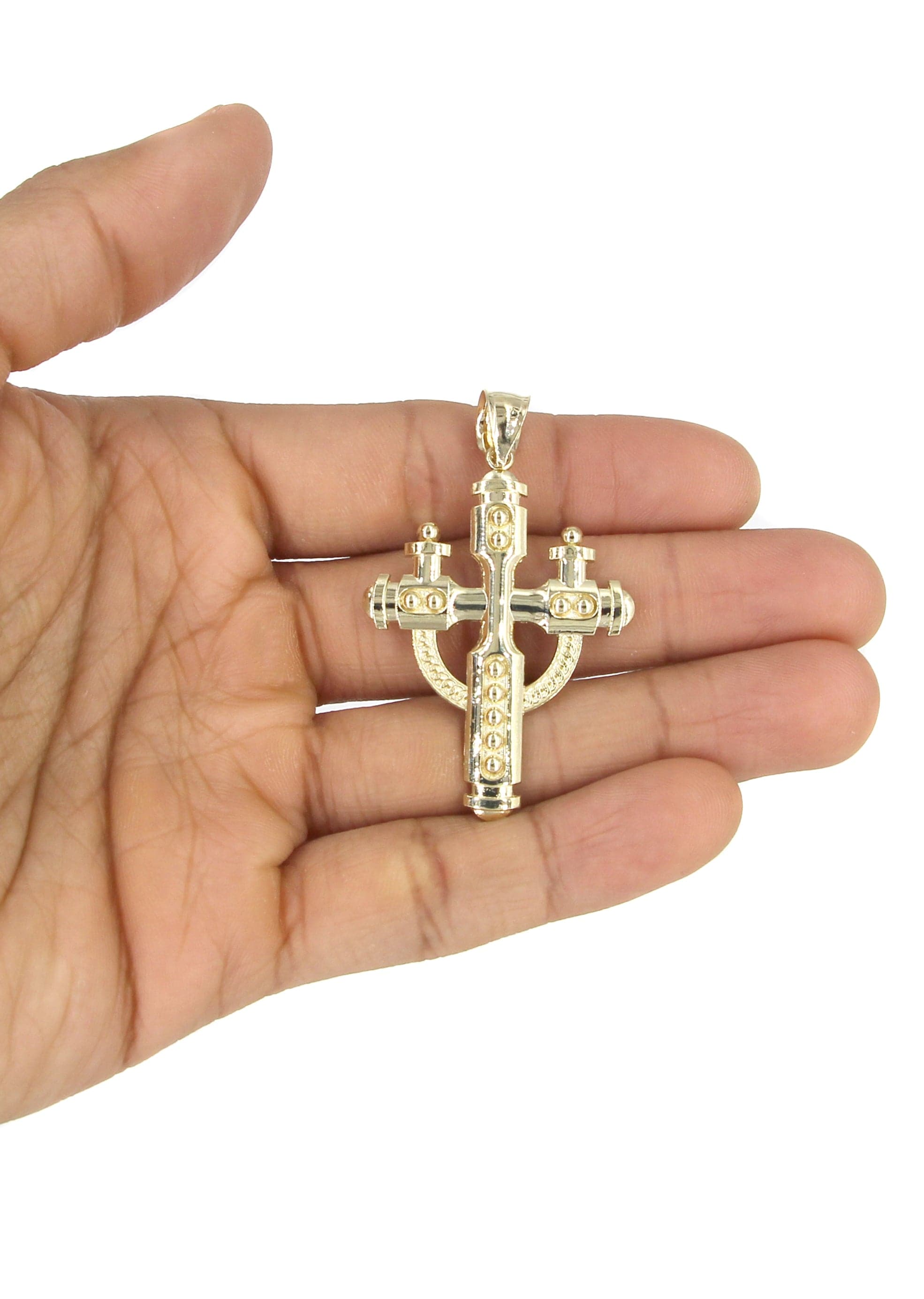 10K Yellow Gold Cross Necklace for Women & Men - 14.2 Grams Solid Gold Religious Jewelry - Perfect for Baptism, Confirmation, Wedding & Everyday Wear