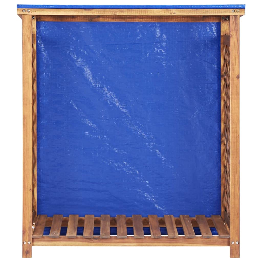 vidaXL Acacia Wood Firewood Storage Shed with PVC Tarp Cover | Outdoor Log Rack for Fireplace, Camping & Backyard | Durable Wooden Firewood Holder for Patio, Garden & Wood Stove