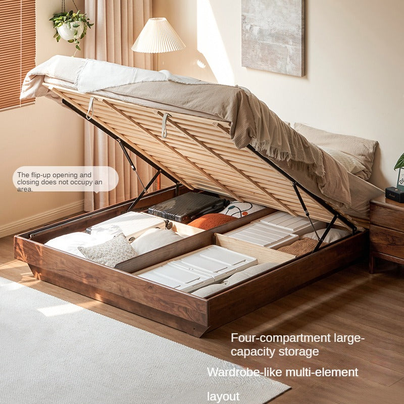 Solid Black Walnut Wood Platform Bed - No Headboard, Box Spring Free - Perfect for Modern Bedrooms & Minimalist Home Decor