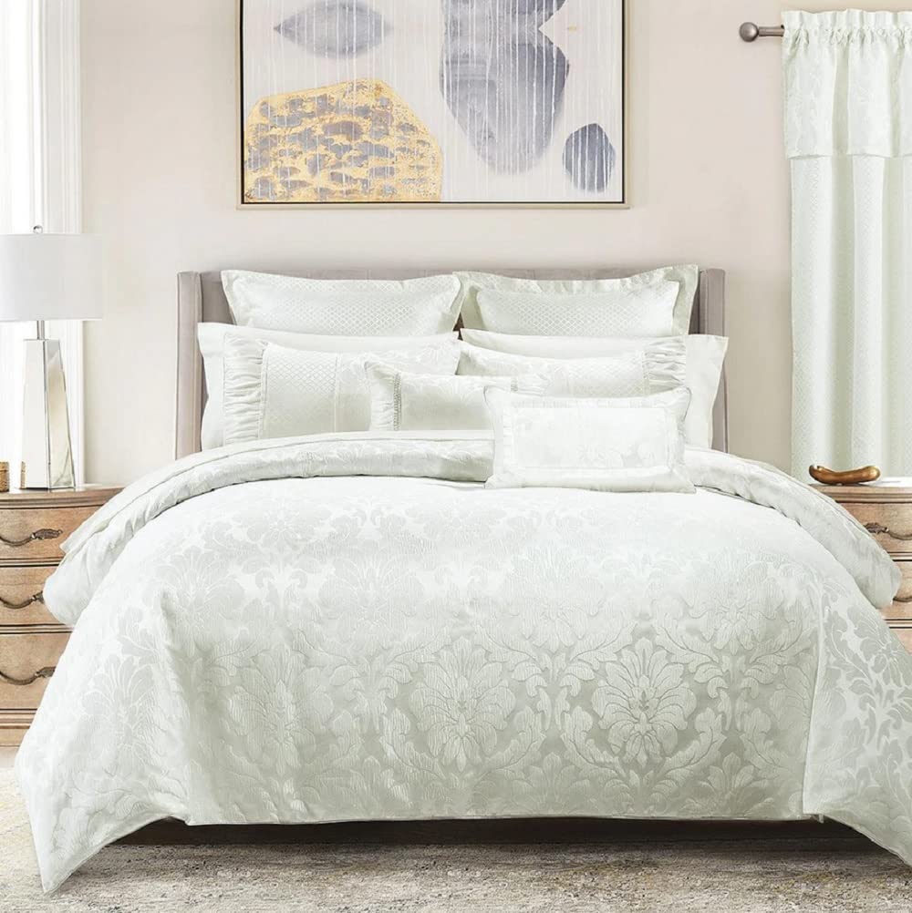13-Piece California King Size SARA Bed in a Bag Set - White Duvet Cover, 100% Cotton Sheets, Bed Skirt & Down Alternative Comforter | Luxury Bedding for Master Bedroom & Guest Room