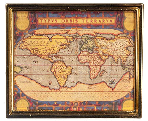 Vintage Gold Framed Miniature Ancient Map for Dollhouse - Perfect for Home Decor, DIY Crafts, and Collectibles - Ideal for Miniature Scenes, Dollhouse Accessories, and Historical Displays