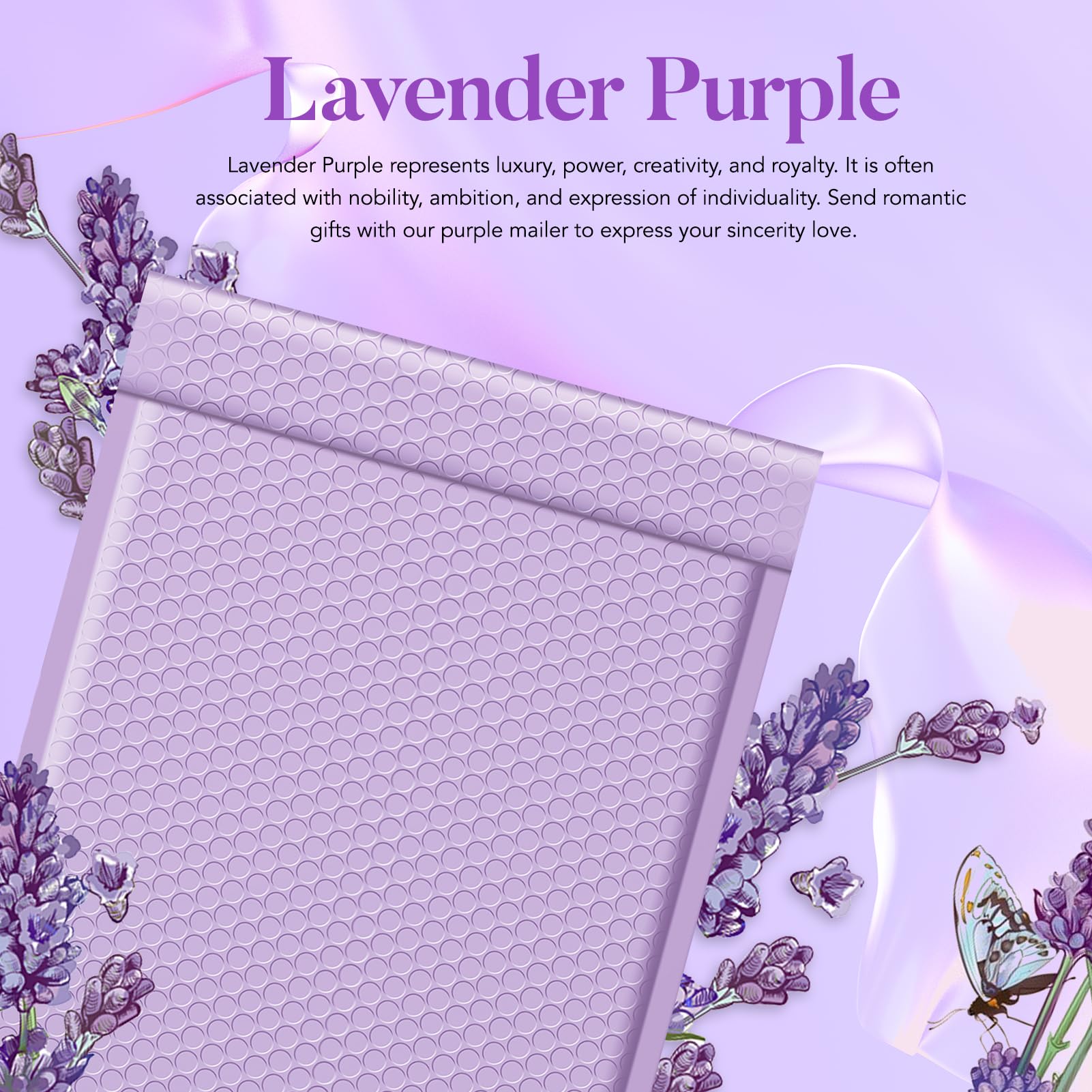 Fuxury 10.5x16 Inch Large Bubble Mailers - 40 Pack Self-Sealing Padded Envelopes | Waterproof Shipping Bags with Bubble Cushioning for Small Business Packaging | Perfect for Ecommerce, Amazon FBA & Mailing Fragile Items (Lavender, #5 Size)