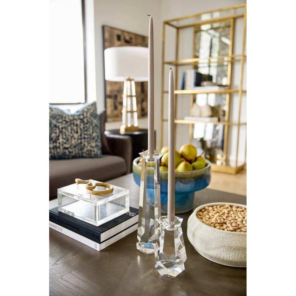 Cyan Design 11764 Faceted Clear Tall Glass Candle Holder - Elegant Home Decor for Dining Table, Wedding Centerpiece & Holiday Decorations