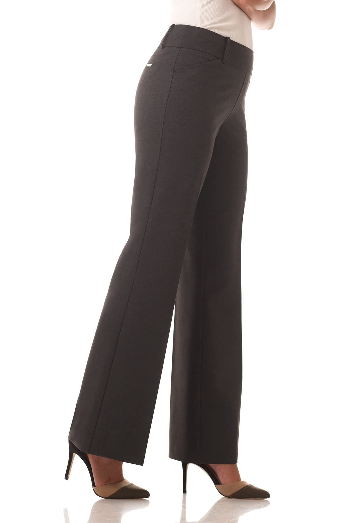 Rekucci Women's Stretchy Wide Leg Pull-On Pants - Comfortable Office to Dinner Smart Casual Trousers for Work, Travel & Everyday Wear