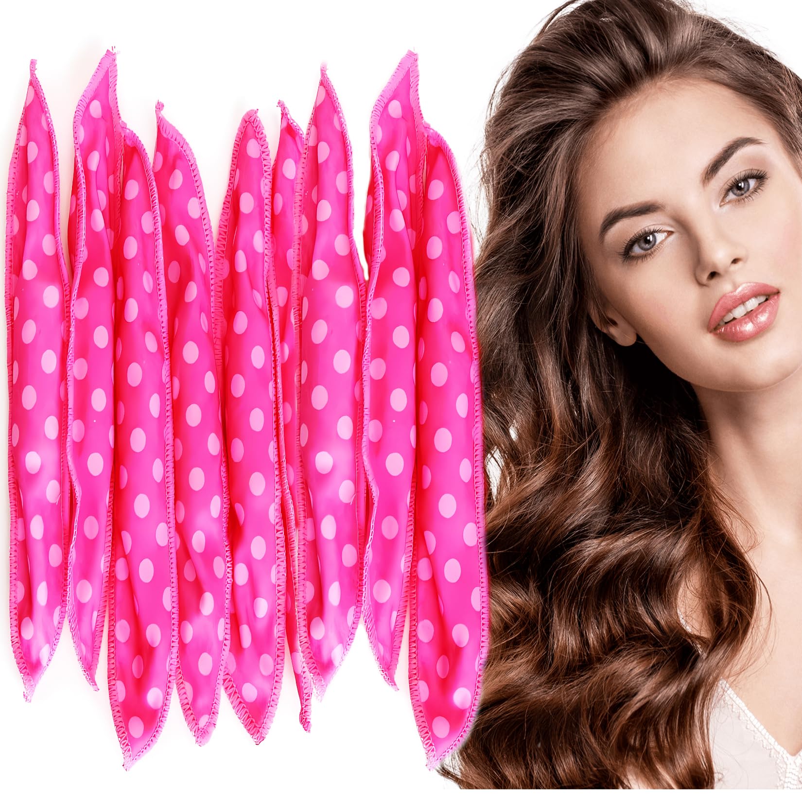 AHSNYLC 9PCS Satin Sponge Hair Rollers - Soft No Heat Curlers for Overnight Styling, Heatless Hair Curling Sponge Rollers for Sleeping, Gentle Hair Rollers for Women - Perfect for Bedtime Styling & Next-Day Beach Waves