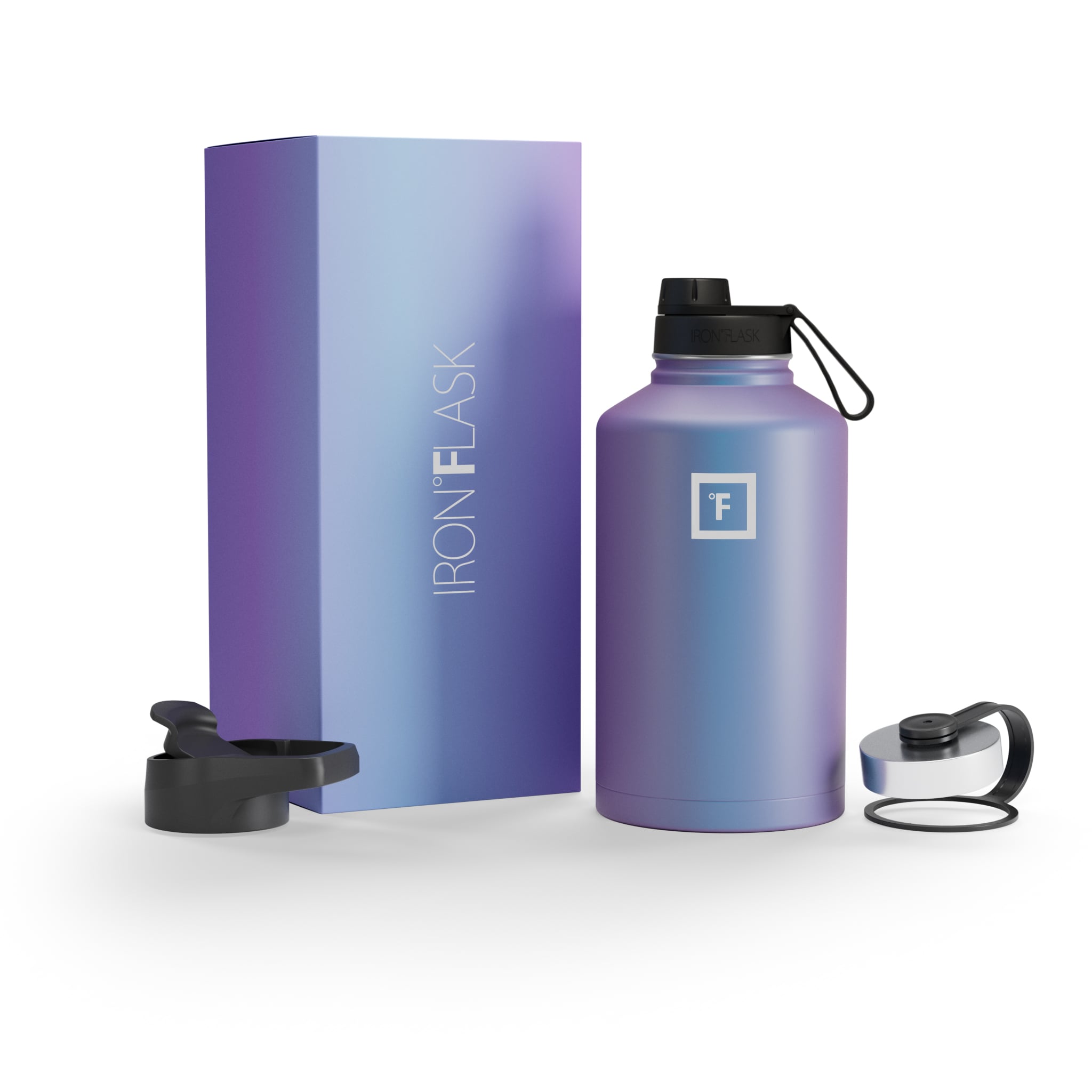 64 Oz Wide Mouth Water Bottle with Spout Lid - Leakproof Stainless Steel Insulated Water Bottle for Gym, Hiking & Outdoor Activities