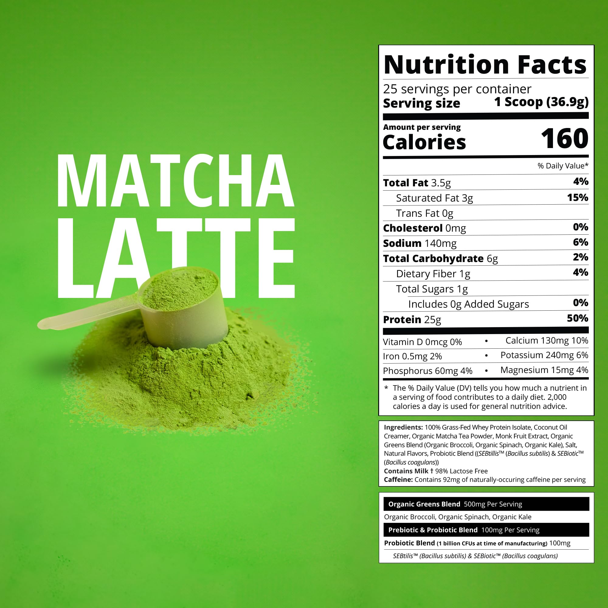 Boba Tea Protein Matcha Latte | 25g Grass-Fed Whey Protein Isolate Powder | Gluten-Free & Soy-Free Bubble Tea Protein Drink | Real Ingredients & Lactose-Free | 25 Servings | Perfect for Post-Workout Recovery & Healthy Snacking