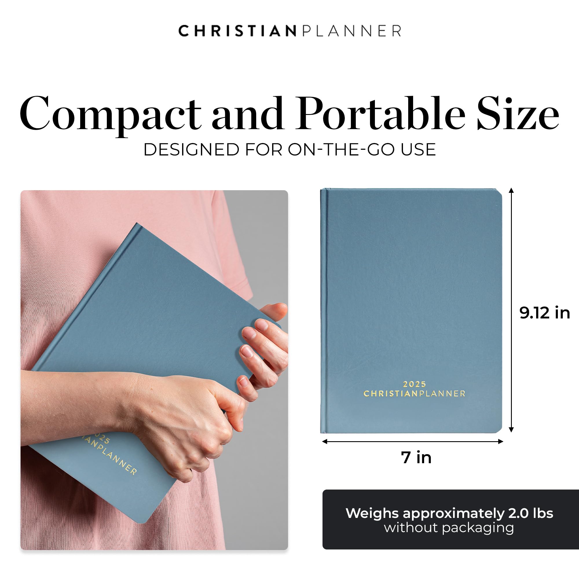 2025 Christian Planner & Bible Journal with Gratitude Pages - Hardcover Daily, Weekly, Monthly Organizer for Men & Women - Thick No-Bleed Paper (Indigo) - Perfect for Bible Study, Prayer Tracking & Personal Reflection