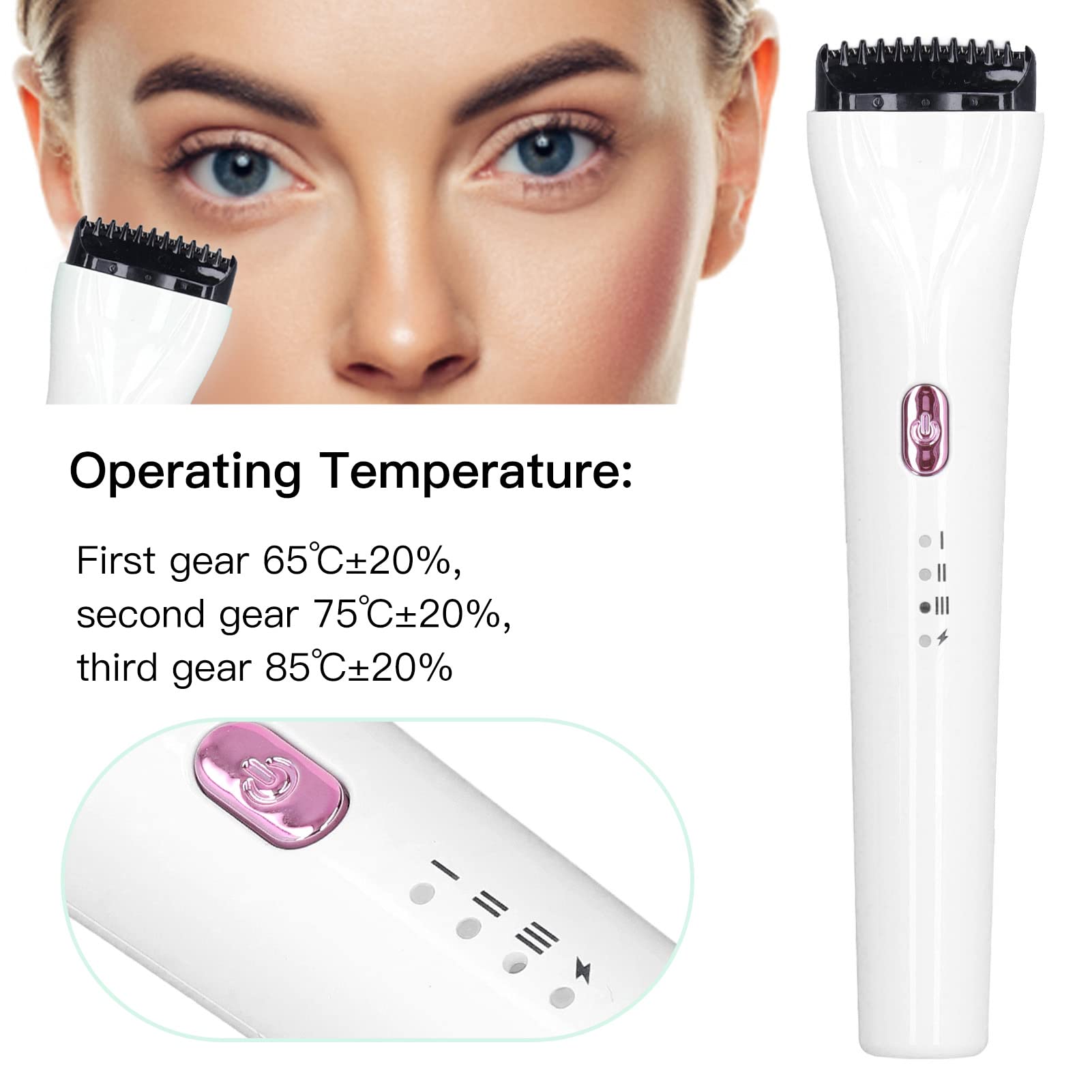 Electric Heated Eyelash Curler - 3 Temperature Settings for Quick & Natural Curling, Rechargeable Lash Curler for Makeup (White) | Perfect for Daily Use, Special Occasions & Travel