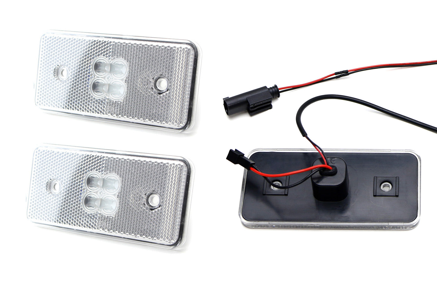 4-Piece Clear/Red Lens Amber/Red LED Side Marker Lights for 2015-2018 Mercedes G Class - Enhanced Visibility & Style for Off-Road & Night Driving