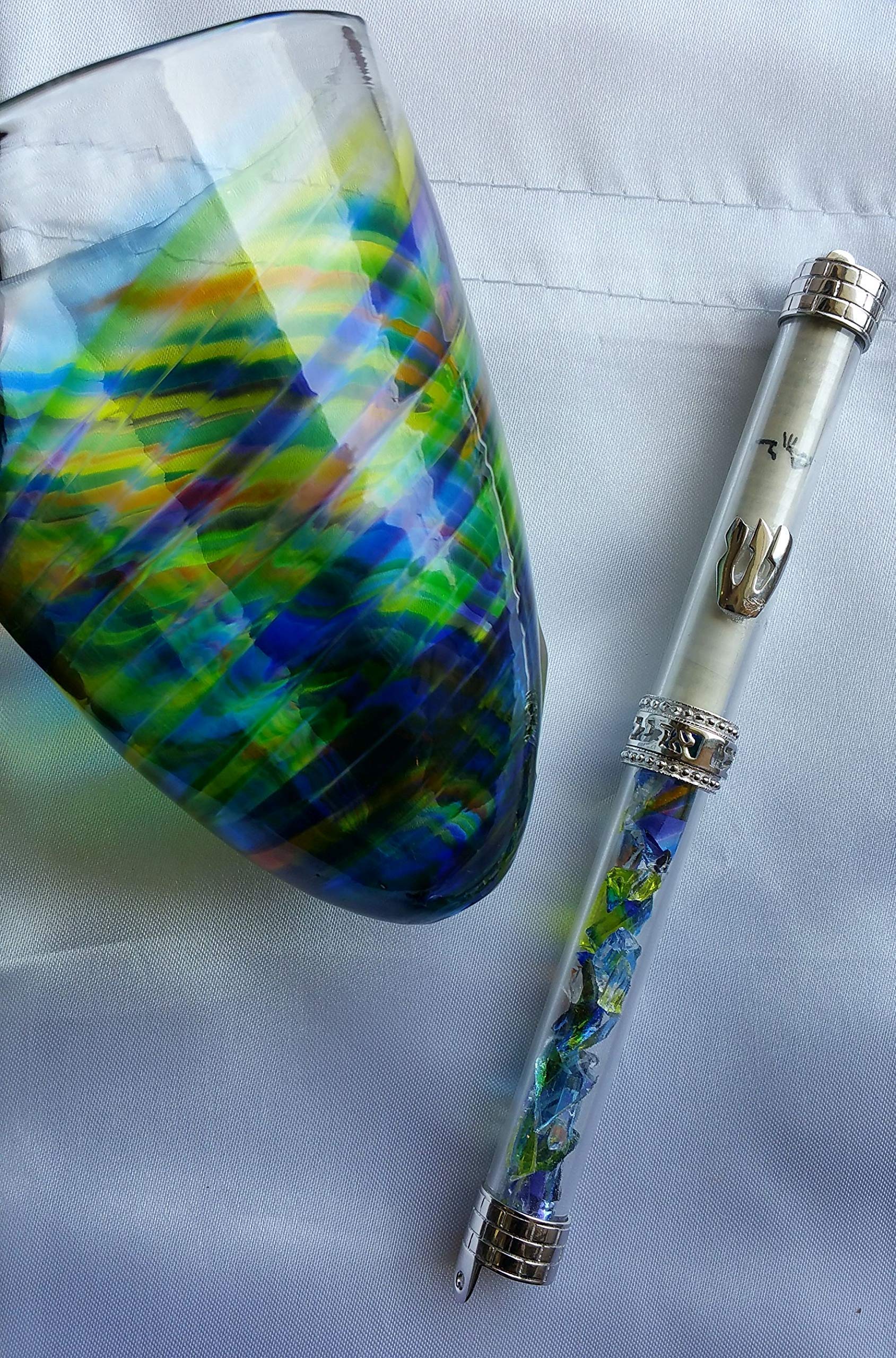 Jewish Wedding Glass Breaking Kit with Sterling Silver Mezuzah - Traditional Ceremony Set for Jewish Weddings, Bar Mitzvahs & Home Blessings
